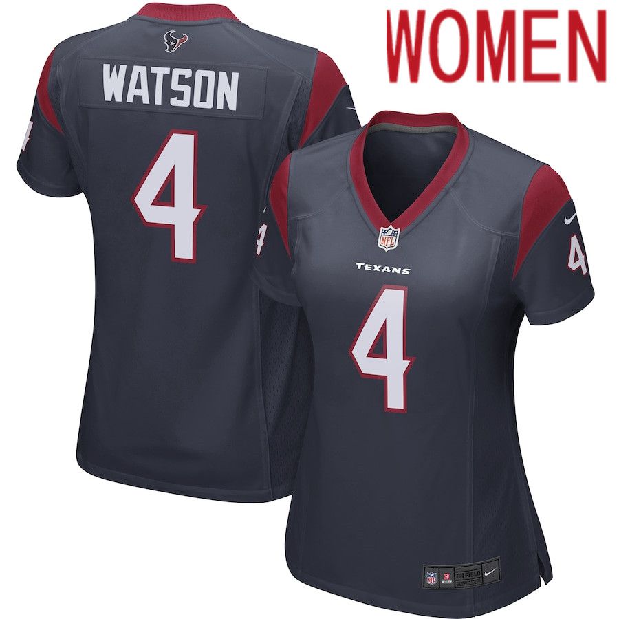Women Houston Texans #4 Deshaun Watson Navy Nike Player Game NFL Jersey->women nfl jersey->Women Jersey
